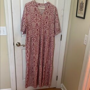 Maxi dress pink and cream Patterned women’s XXL